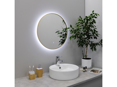 Зеркало FIXSEN с подсветкой LED круглое 80х80 см золото-сатин (FX-1080G)