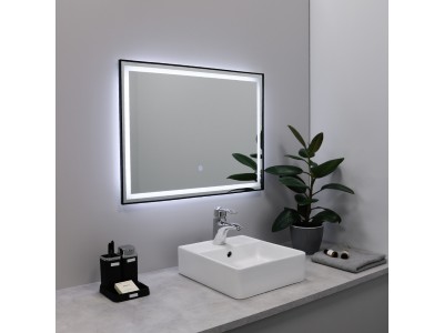 Зеркало FIXSEN с подсветкой LED прямоугольное 90х70 см черное (FX-2090B)