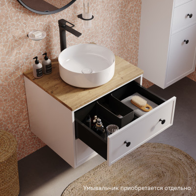 Тумба подвесная со столешницей МДФ, дуб верона 60 см IDDIS Torr белый матовый (TOR60WVi95K)