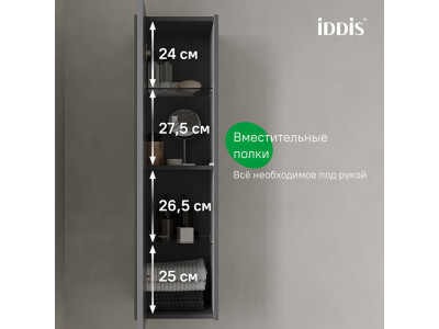 Пенал подвесной IDDIS Билд (Bild) 2.0, 30 см, темно-серый (BIL30G1i97)