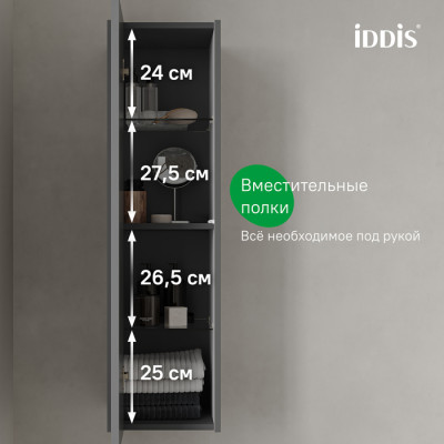 Пенал подвесной IDDIS Билд (Bild) 2.0, 30 см, темно-серый (BIL30G1i97)