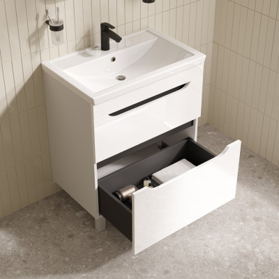 Тумба с умывальником, напольная, 70 см, белый, Ray, IDDIS, RAY70WFi95K