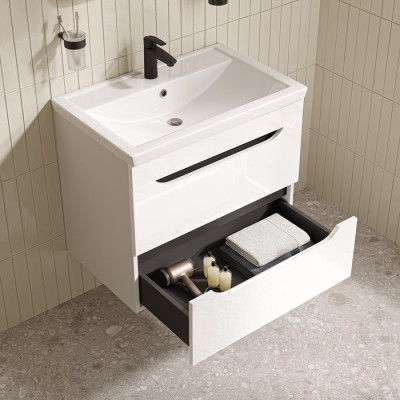 Тумба с умывальником, подвесная, 70 см, белый, Ray, IDDIS, RAY70W0i95K