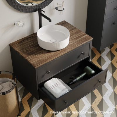 Тумба подвесная со столешницей МДФ, макадамия орех 80 см IDDIS Torr темно-серый (TOR80DMi95K)