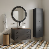 Тумба подвесная со столешницей МДФ, макадамия орех 80 см IDDIS Torr темно-серый (TOR80DMi95K)