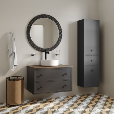 Тумба подвесная со столешницей МДФ, макадамия орех 80 см IDDIS Torr темно-серый (TOR80DMi95K)