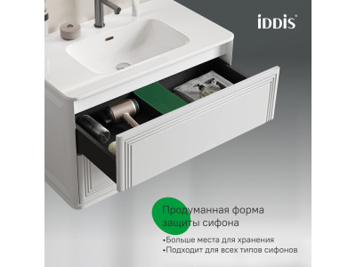 Тумба с умывальником, подвесная, 80 см, белый, Oxford Neo, IDDIS, (OXN80W0i95K)