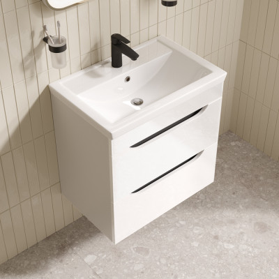 Тумба с умывальником, подвесная, 60 см, белый, Ray, IDDIS, RAY60W0i95K