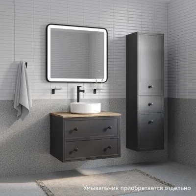 Тумба подвесная со столешницей МДФ, дуб верона 70 см IDDIS Torr темно-серый (TOR70DVi95K)