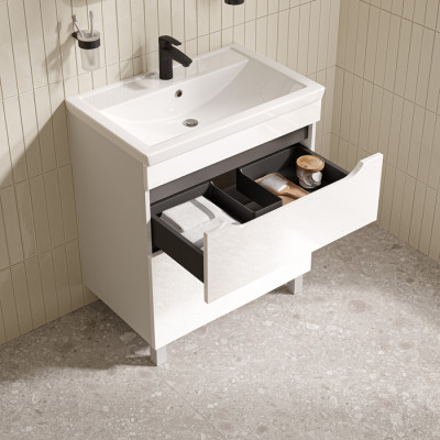 Тумба с умывальником, напольная, 70 см, белый, Ray, IDDIS, RAY70WFi95K