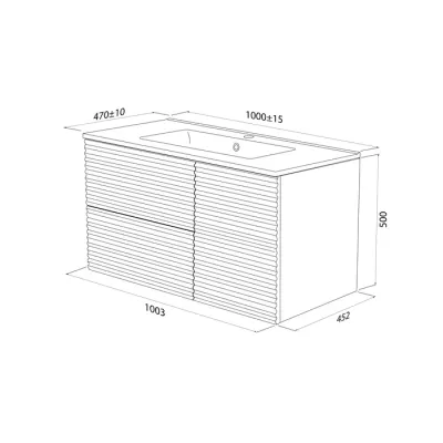 Тумба с умывальником, подвесная, 100 см, белый, Bild, IDDIS, (BIL10W0i95K)