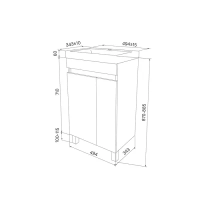 Тумба с умывальником IDDIS напольная с дверцами 50 см белая/под дерево Zodiac (ZOD5ADFi95K)