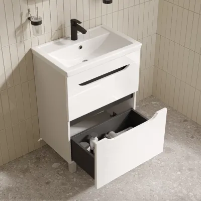 Тумба с умывальником, напольная, 60 см, белый, Ray, IDDIS, RAY60WFi95K