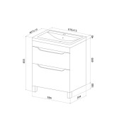 Тумба с умывальником, напольная, 60 см, белый, Ray, IDDIS, RAY60WFi95K