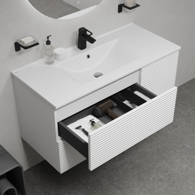 Тумба с умывальником, подвесная, 100 см, белый, Bild, IDDIS, (BIL10W0i95K)