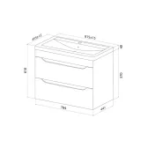 Тумба с умывальником, подвесная, 80 см, белый, Ray, IDDIS, (RAY80W0i95K)