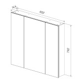 Шкаф зеркальный Lemark UNIVERSAL 90х80 см 3-х дверный (LM90ZS-U)