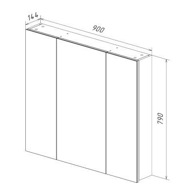 Шкаф зеркальный Lemark UNIVERSAL 90х80 см 3-х дверный (LM90ZS-U)