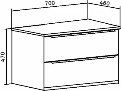 Тумба под раковину Runo подвесная серый дуб (под умывальник Moduo Square 50/Гамма 56/ Infinity 70/ Moduo Leaf 55) Мальта 70 (00-00001098)