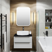 Тумба Runo Орлеан 60 белый матовый чёрный подвесная под накладной умывальник (00-00004649)