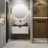 Тумба Runo Андорра 70 белый матовый чёрный подвесная под накладной умывальник (00-00004645)