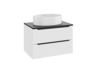 Тумба Runo Орлеан 60 белый матовый чёрный подвесная под накладной умывальник (00-00004649)