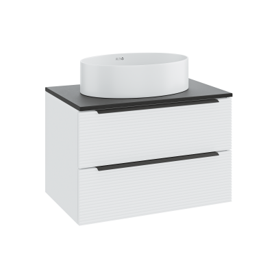 Тумба Runo Орлеан 60 белый матовый чёрный подвесная под накладной умывальник (00-00004649)