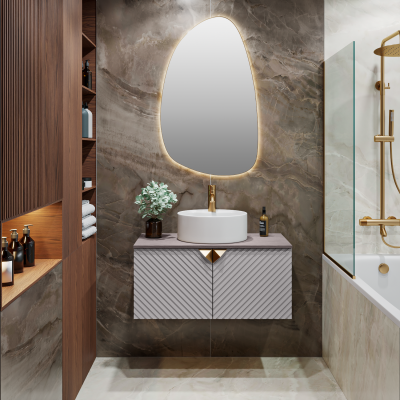 Тумба Runo Андорра 70 кашемир серый дуб какао подвесная под накладной умывальник (00-00004647)