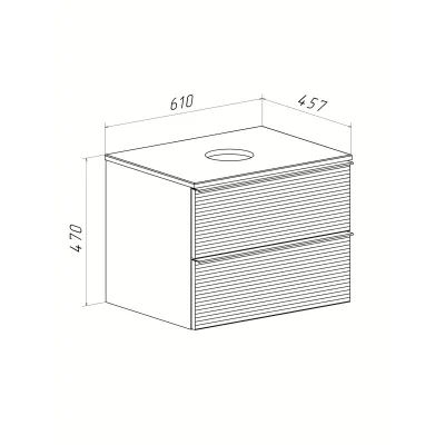 Тумба Runo Орлеан 60 белый матовый чёрный подвесная под накладной умывальник (00-00004649)