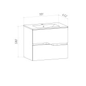Тумба Runo Палермо 70 подвесная под умывальник Teffy 70 (00-00004083)