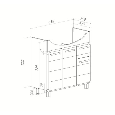 Тумба Runo Эрика 85 под умывальник Элеганс 85 (00-00004915)