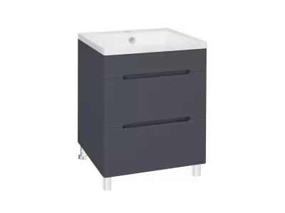 Тумба Runo Парма 60 2 ящика графит под умывальник Omega 60 (00-00001454)