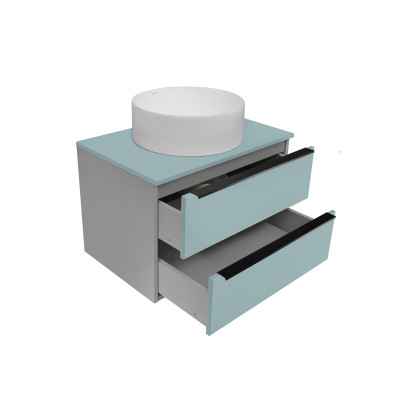 Тумба Runo Мальта 70 подвесная серая/бирюзовая (00-00004661)