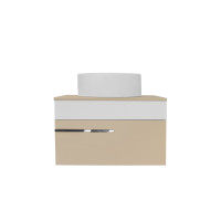 Тумба Runo Вудлайн 65 подвесная белая/крем под накладной умывальник (00-00004900)