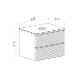 Тумба Runo Орлеан 60 серый чёрный подвесная под накладной умывальник (00-00004651)