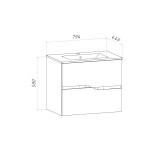 Тумба Runo Палермо 80 подвесная под умывальник Teffy 80 (00-00004084)