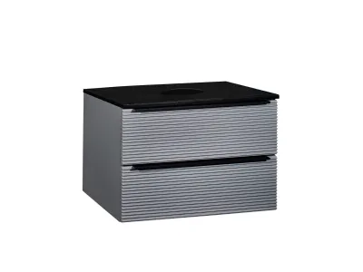 Тумба Runo Орлеан 60 серый чёрный подвесная под накладной умывальник (00-00004651)