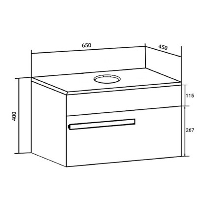 Тумба Runo Вудлайн 65 подвесная белая/крем под накладной умывальник (00-00004900)
