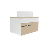 Тумба Runo Вудлайн 65 подвесная белая/крем под накладной умывальник (00-00004900)