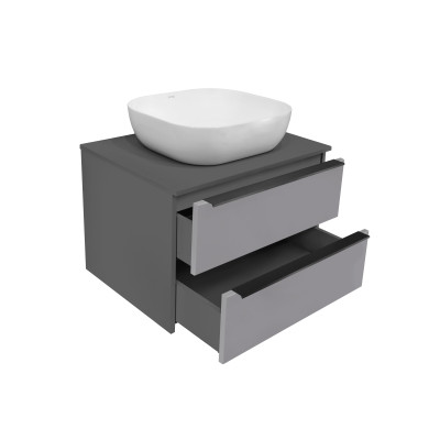 Тумба Runo Мальта 70 подвесная темно-серая/серая (00-00004895)