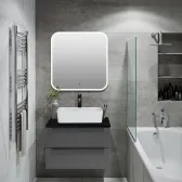 Тумба Runo Орлеан 60 серый чёрный подвесная под накладной умывальник (00-00004651)