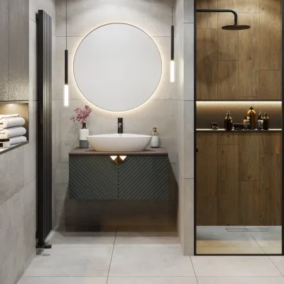 Тумба Runo Андорра 70 графит дуб коньячный подвесная под накладной умывальник (00-00004646)