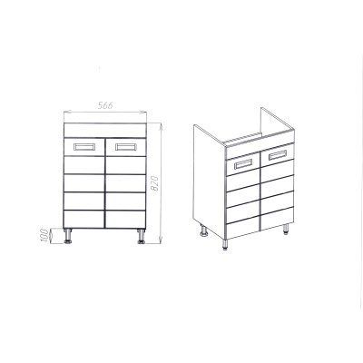 Тумба VIANT "Вена" COMO 60 2 ств 430х560х820 (VVEN60CO-T2ST)