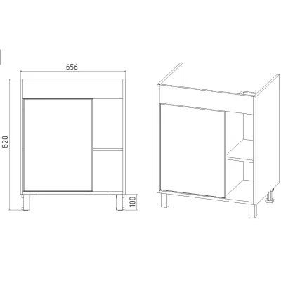 Тумба VIANT "Бостон" COMO 70 1 ств  425х655х820 (VBOS70CO-T1ST)
