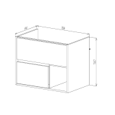 Тумба VIANT "Люксембург" Элина 75 2 ящика подвесная дерево 446х706х560 (VLUX75ELD-T2YP)
