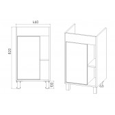 Тумба VIANT "Бостон" COMO 50 1 ств графит 380х460х820 (VBOS50COG-T1ST)