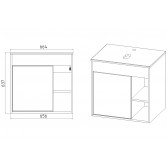 Тумба VIANT "Бостон" 1 ств со столешницей L65  подвесная 500х655х636 (VBOS65N-T1STP)
