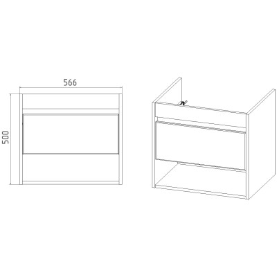 Тумба VIANT "Бостон" COMO 60 1 ящик подвесная  430х560х500 (VBOS60CO-T1YP)
