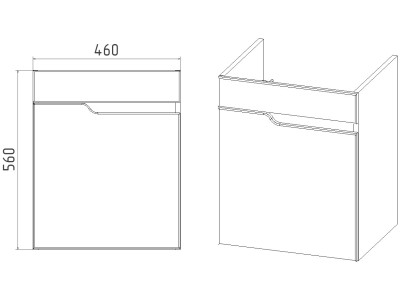 Тумба VIANT "Куба" COMO 50 1 ств подвесная 380x460x560 (VKUB50CO-T1STP)