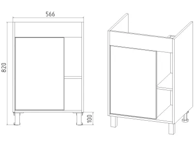 Тумба VIANT "Бостон" COMO 60 1 ств графит 430х560х820 (VBOS60COG-T1ST)